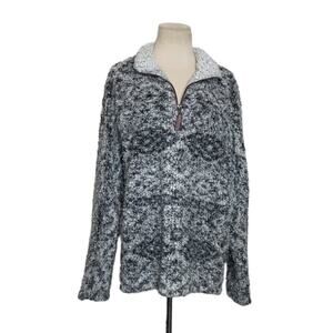 True Grit sherpa frosty tip tribal print quarter zip pullover sweater size M